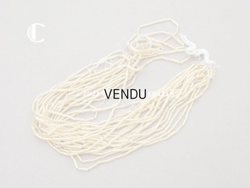 画像8: アンティーク ガラスビーズ 磨りガラス&ゴールド スティック型  2×7mm