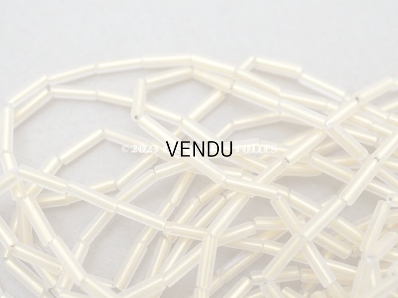 画像3: アンティーク ガラスビーズ 磨りガラス&ゴールド スティック型  2×7mm