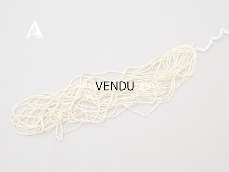 画像4: アンティーク ガラスビーズ 磨りガラス&ゴールド スティック型  2×7mm