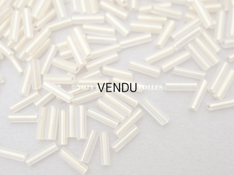 画像7: アンティーク ガラスビーズ 磨りガラス&ゴールド スティック型  2×7mm