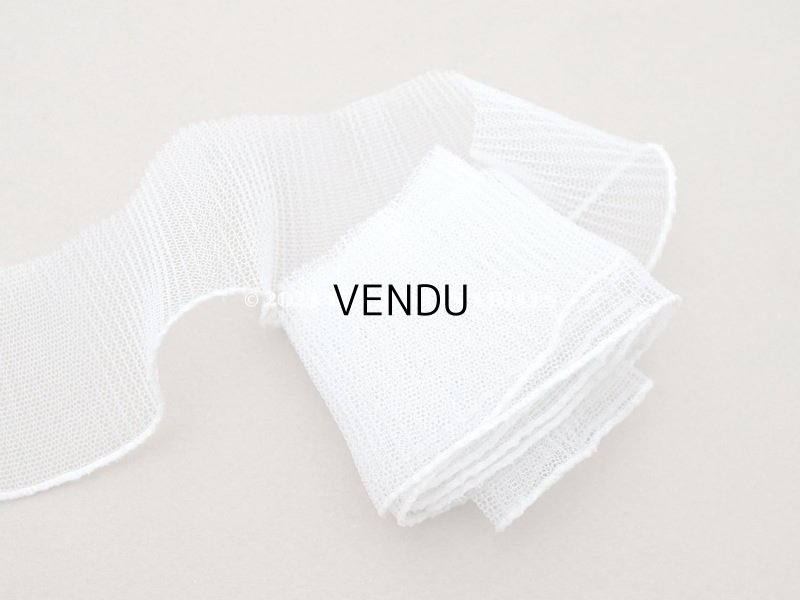 画像3: アンティーク チュールレースのプリーツリボン グレイッシュホワイト  1.65m 4cm幅