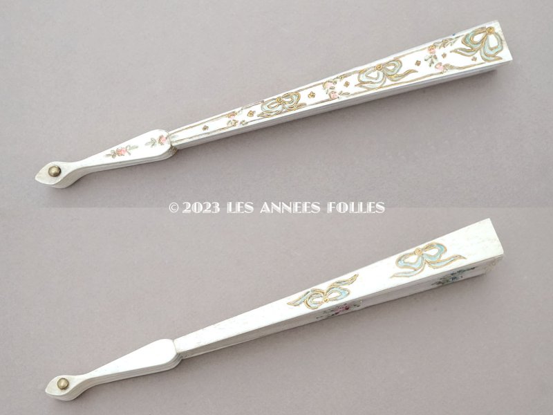 画像6: 19世紀末 アンティーク 薔薇のガーランドのファン　シルク製　　オリジナルボックス入り