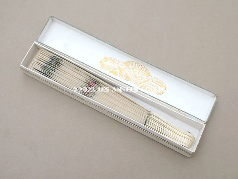 画像3: 19世紀末 アンティーク 薔薇のガーランドのファン　シルク製　　オリジナルボックス入り