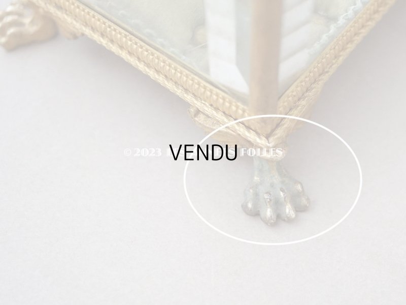 画像15: 19世紀 アンティーク クリスタルのジュエリーボックス カーキのシルク製クッション