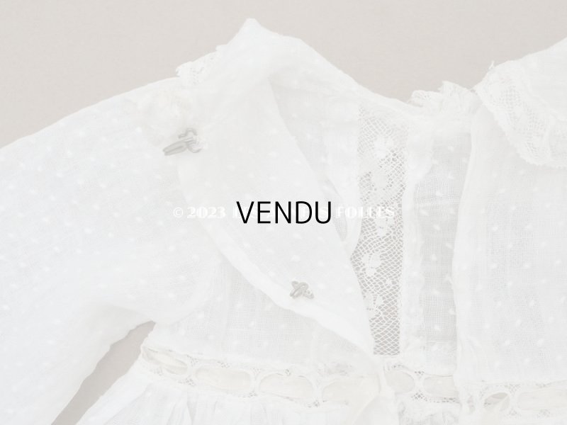 画像11: 1900年頃 アンティーク ドール用ドレス 下着付き ドット刺繍のコットンファブリック