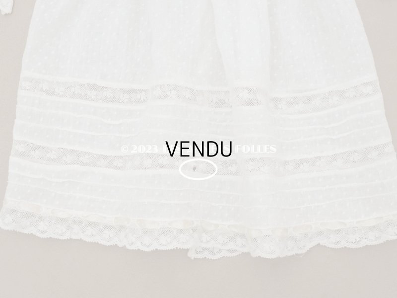 画像6: 1900年頃 アンティーク ドール用ドレス 下着付き ドット刺繍のコットンファブリック