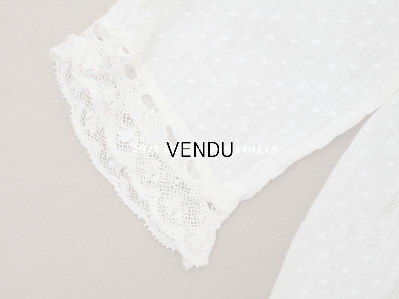 画像5: 1900年頃 アンティーク ドール用ドレス 下着付き ドット刺繍のコットンファブリック