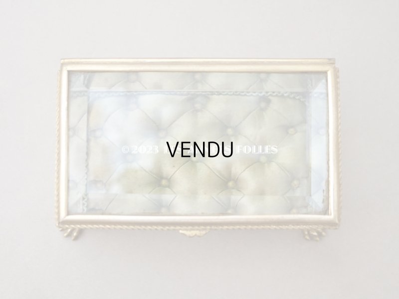 画像3: 19世紀 アンティーク クリスタルのジュエリーボックス カーキのシルク製クッション