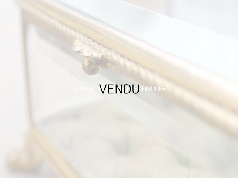 画像14: 19世紀 アンティーク クリスタルのジュエリーボックス カーキのシルク製クッション