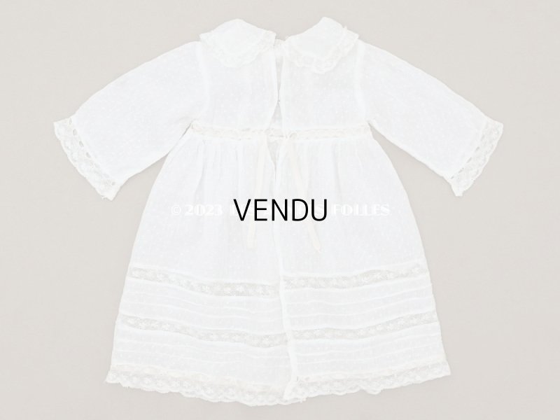 画像9: 1900年頃 アンティーク ドール用ドレス 下着付き ドット刺繍のコットンファブリック