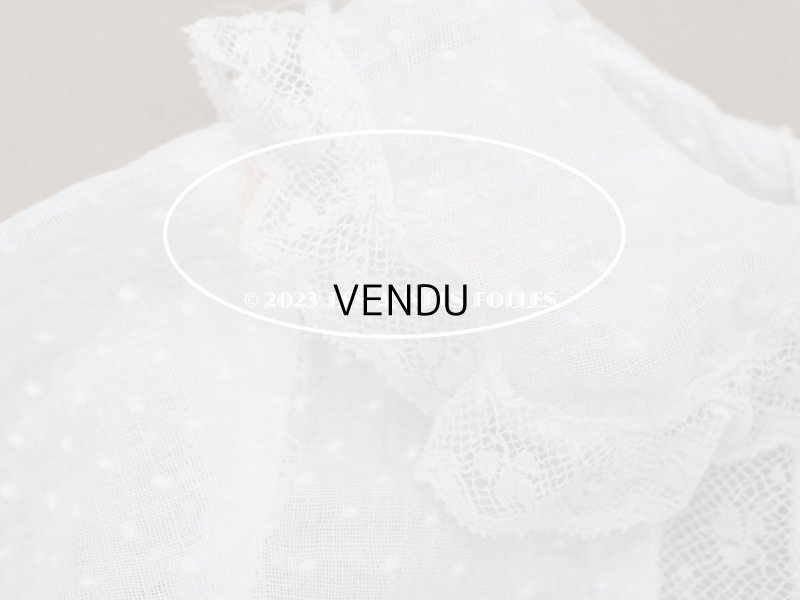 画像3: 1900年頃 アンティーク ドール用ドレス 下着付き ドット刺繍のコットンファブリック