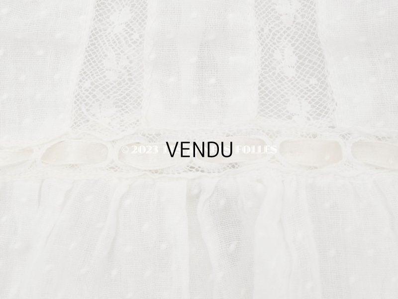 画像4: 1900年頃 アンティーク ドール用ドレス 下着付き ドット刺繍のコットンファブリック