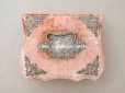 画像4: 19世紀末 アンティーク 　ジュエリーボックス 裁縫箱　スモーキーなサーモンピンク ベルベット＆シルククッション