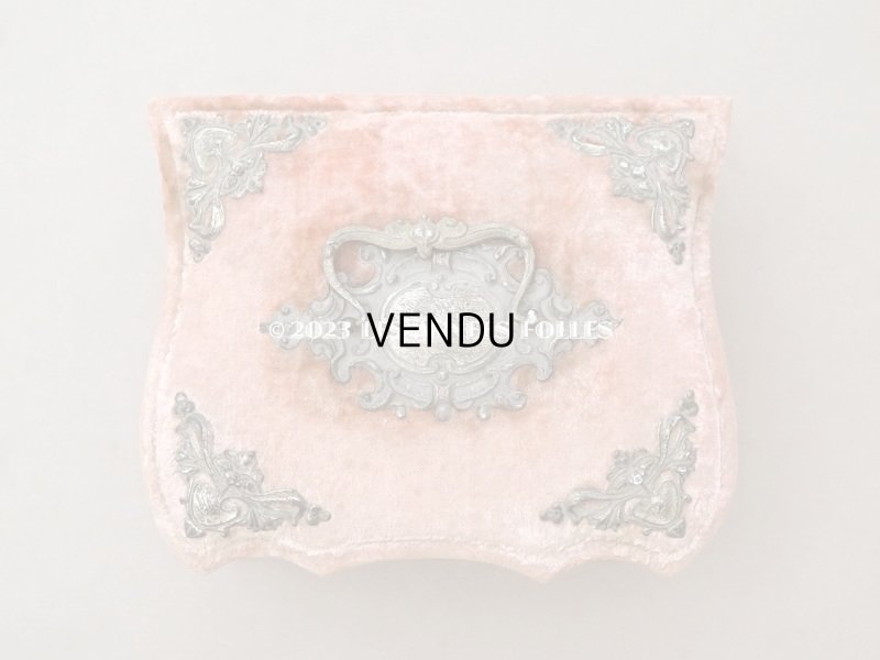 画像4: 19世紀末 アンティーク 　ジュエリーボックス 裁縫箱　スモーキーなサーモンピンク ベルベット＆シルククッション