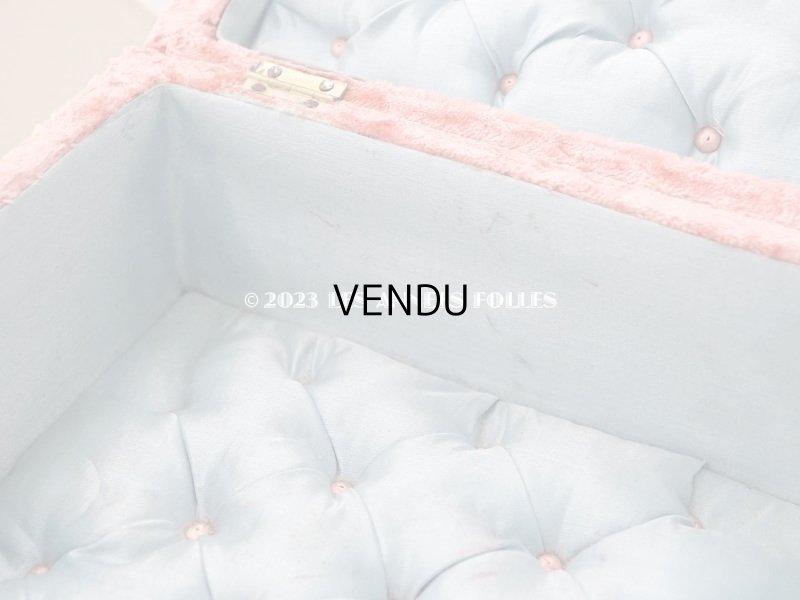 画像10: 19世紀末 アンティーク 　ジュエリーボックス 裁縫箱　スモーキーなサーモンピンク ベルベット＆シルククッション