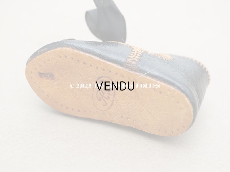 画像9: 19世紀末 アンティーク ドールシューズ レザー 黒 R.S. 約5.5cm