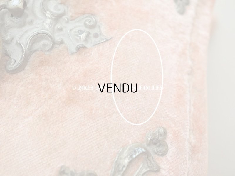 画像13: 19世紀末 アンティーク 　ジュエリーボックス 裁縫箱　スモーキーなサーモンピンク ベルベット＆シルククッション