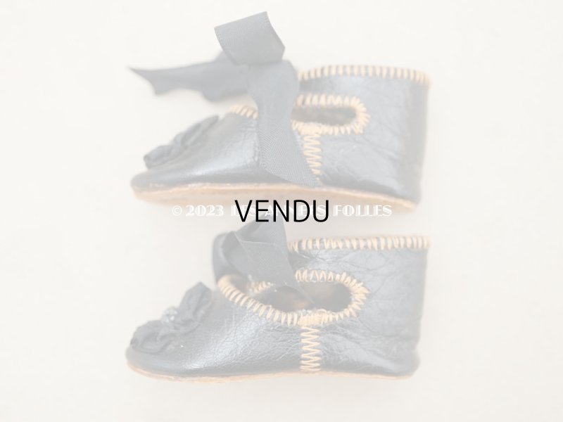 画像6: 19世紀末 アンティーク ドールシューズ レザー 黒 R.S. 約5.5cm