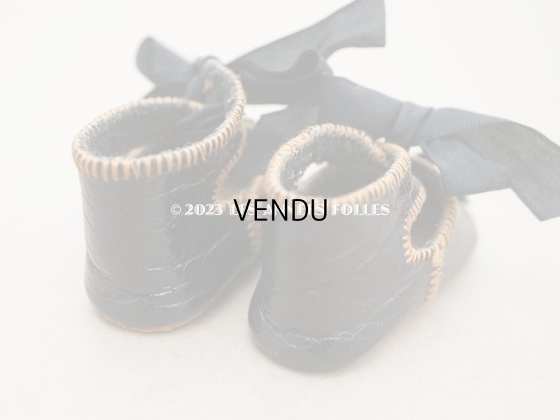 画像8: 19世紀末 アンティーク ドールシューズ レザー 黒 R.S. 約5.5cm