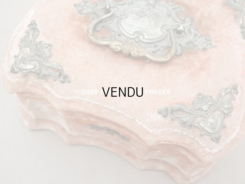 画像11: 19世紀末 アンティーク 　ジュエリーボックス 裁縫箱　スモーキーなサーモンピンク ベルベット＆シルククッション