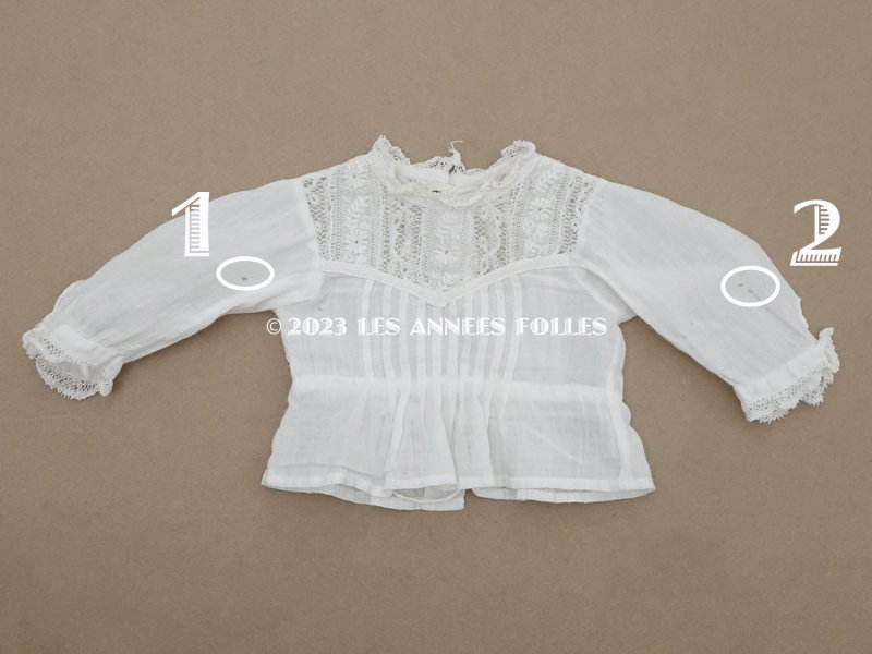 画像4: 1900年頃 アンティーク ドール用ブラウス 花の刺繍入り