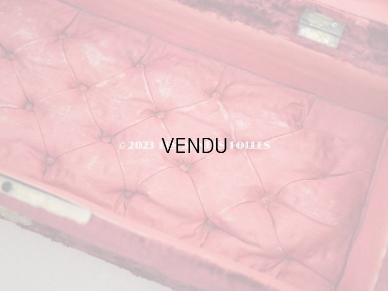 画像14: アンティーク ベルベットのグローブボックス ジュエリーケース スモーキーレッドのシルク製クッション