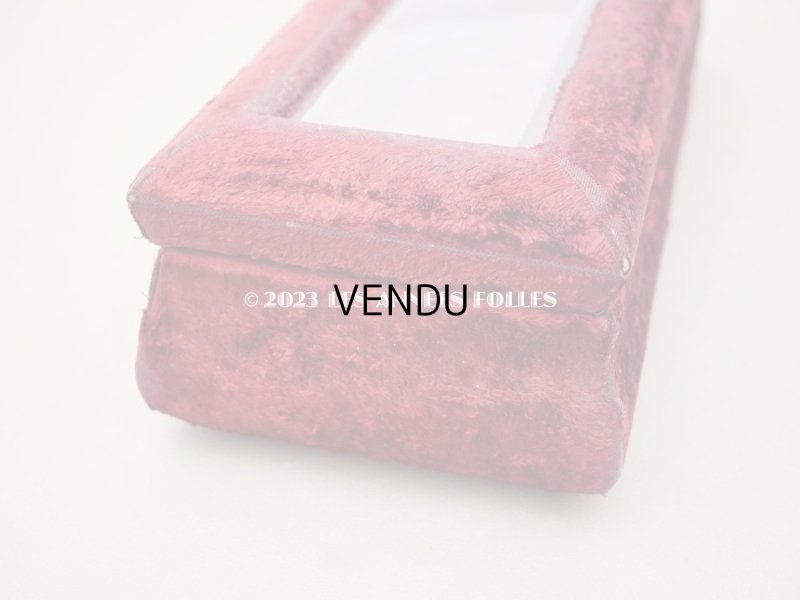 画像9: アンティーク ベルベットのグローブボックス ジュエリーケース スモーキーレッドのシルク製クッション