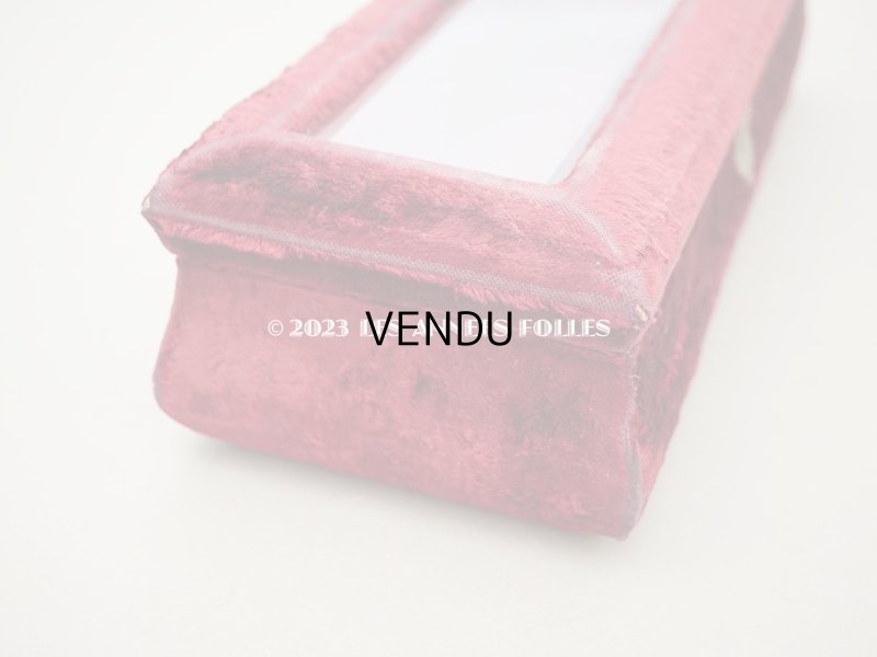 画像8: アンティーク ベルベットのグローブボックス ジュエリーケース スモーキーレッドのシルク製クッション