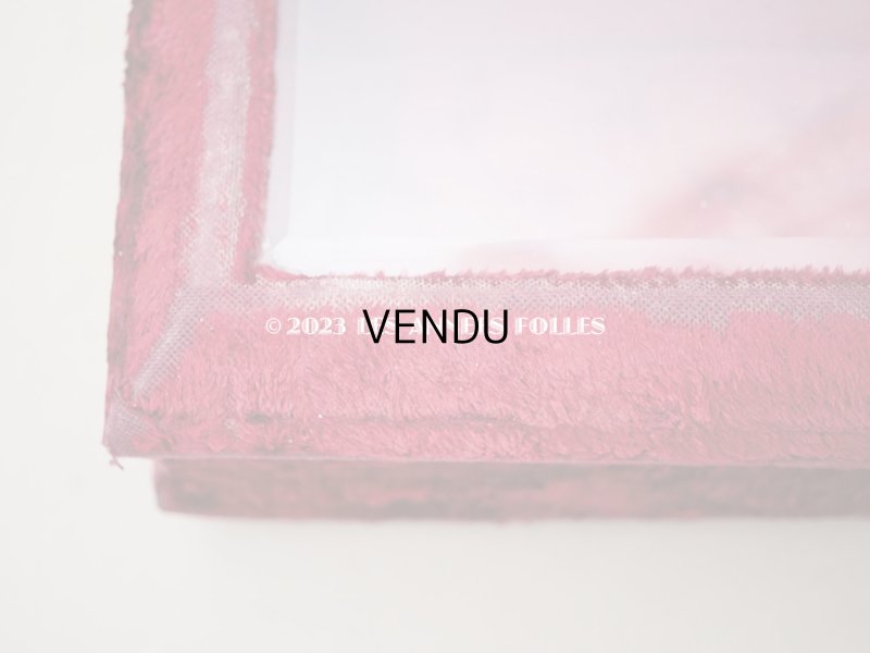 画像4: アンティーク ベルベットのグローブボックス ジュエリーケース スモーキーレッドのシルク製クッション