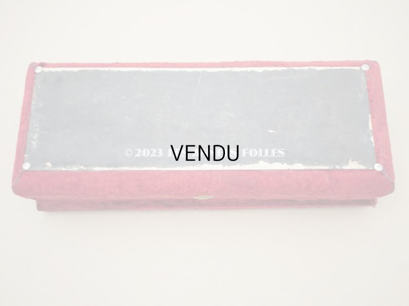 画像5: アンティーク ベルベットのグローブボックス ジュエリーケース スモーキーレッドのシルク製クッション