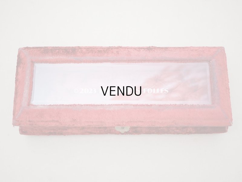 画像3: アンティーク ベルベットのグローブボックス ジュエリーケース スモーキーレッドのシルク製クッション