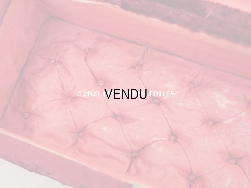 画像13: アンティーク ベルベットのグローブボックス ジュエリーケース スモーキーレッドのシルク製クッション