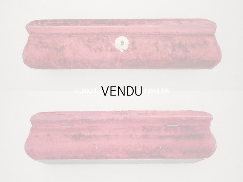 画像7: アンティーク ベルベットのグローブボックス ジュエリーケース スモーキーレッドのシルク製クッション