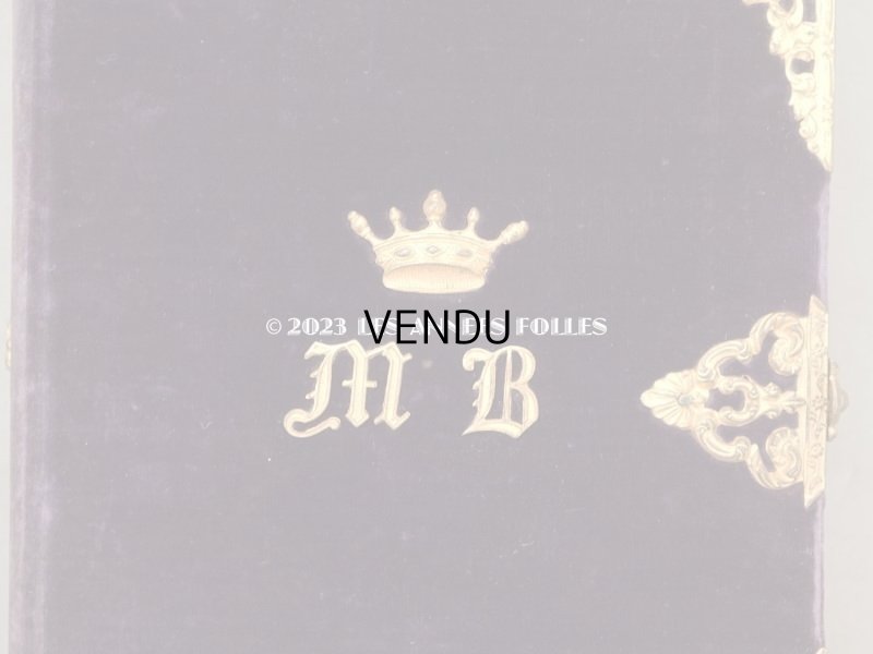 画像3: 新品同様 1837年 アンティーク ミサ典書 紫のベルベット 王冠紋章＆イニシャル付き