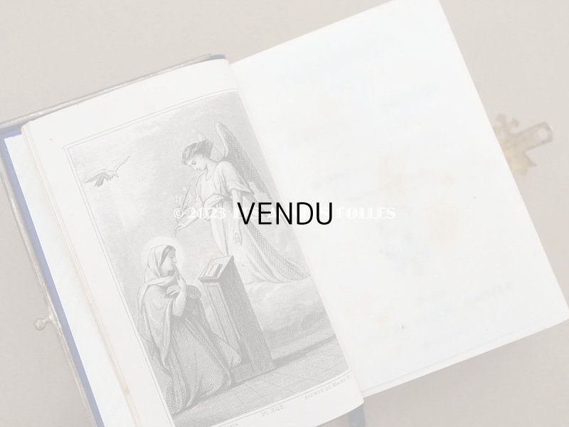 画像10: 1874年 アンティーク ミサ典書 ダークブルーのベルベット