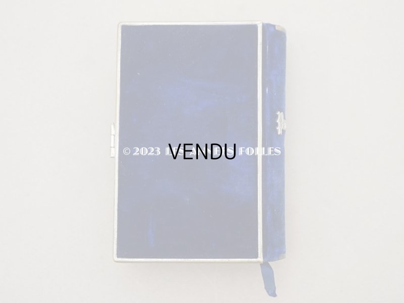 画像3: 1874年 アンティーク ミサ典書 ダークブルーのベルベット