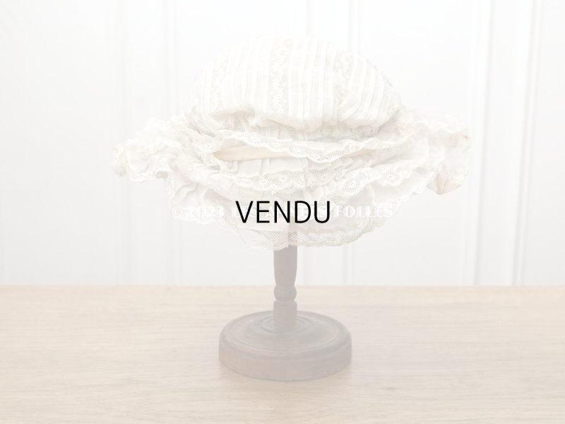 画像5: 1900年頃 アンティーク 小さな女の子用 帽子 ピーチピンクの薔薇のモチーフ&ヴァランシエンヌレース