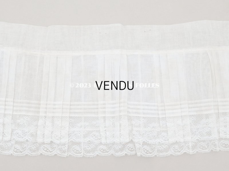 画像6: 1900年頃 アンティーク 幅広 ドレスの裾  プリーツ入り レース付き 幅21.5×52cm　コットンオーガンジー