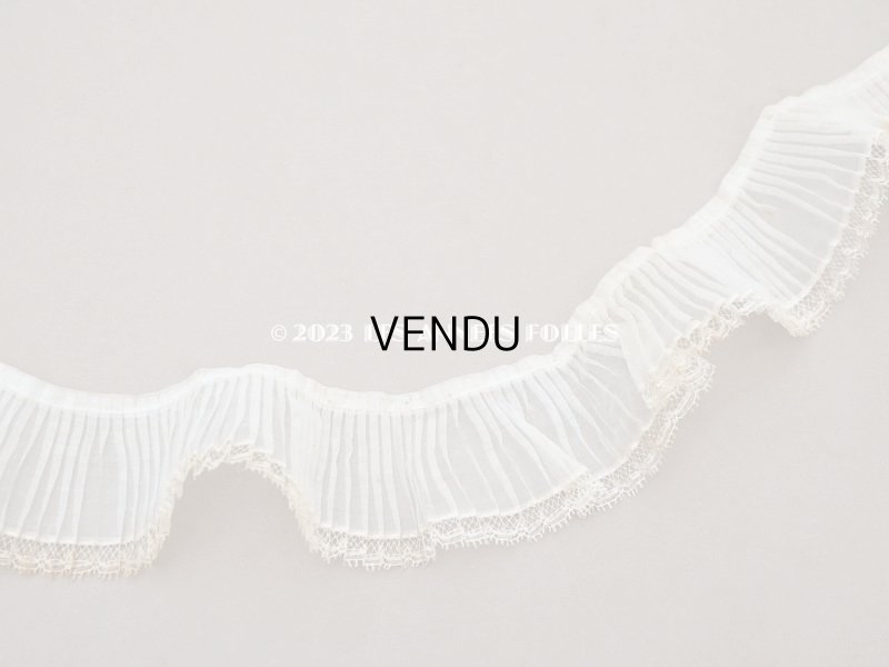 画像3: アンティーク オーガンジーのプリーツリボン オフホワイト 130cm  6.5cm幅  