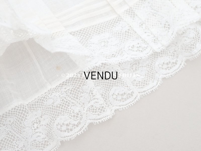 画像3: 1900年頃 アンティーク 幅広 ドレスの裾  プリーツ入り レース付き 幅21.5×52cm　コットンオーガンジー