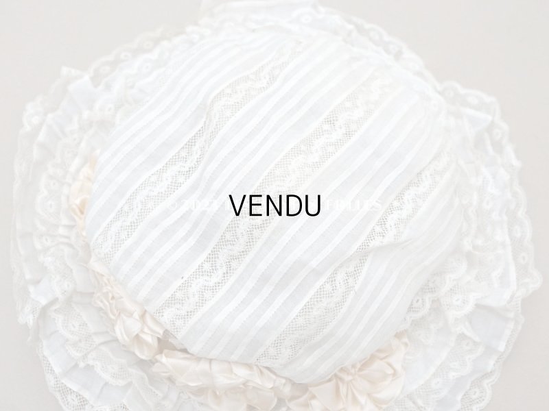 画像7: 1900年頃 アンティーク 小さな女の子用 帽子 ピーチピンクの薔薇のモチーフ&ヴァランシエンヌレース