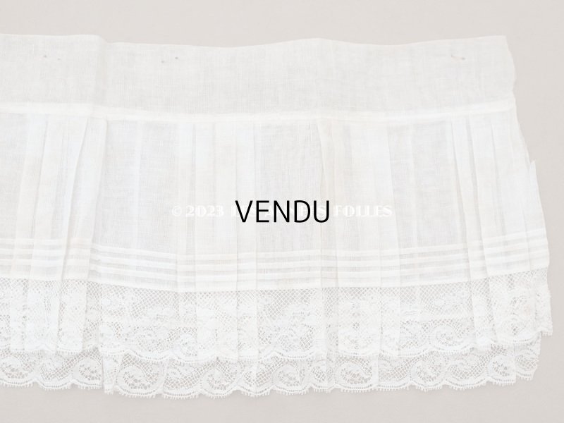 画像8: 1900年頃 アンティーク 幅広 ドレスの裾  プリーツ入り レース付き 幅21.5×52cm　コットンオーガンジー