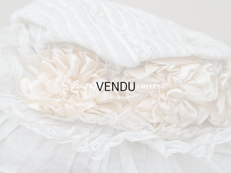 画像14: 1900年頃 アンティーク 小さな女の子用 帽子 ピーチピンクの薔薇のモチーフ&ヴァランシエンヌレース