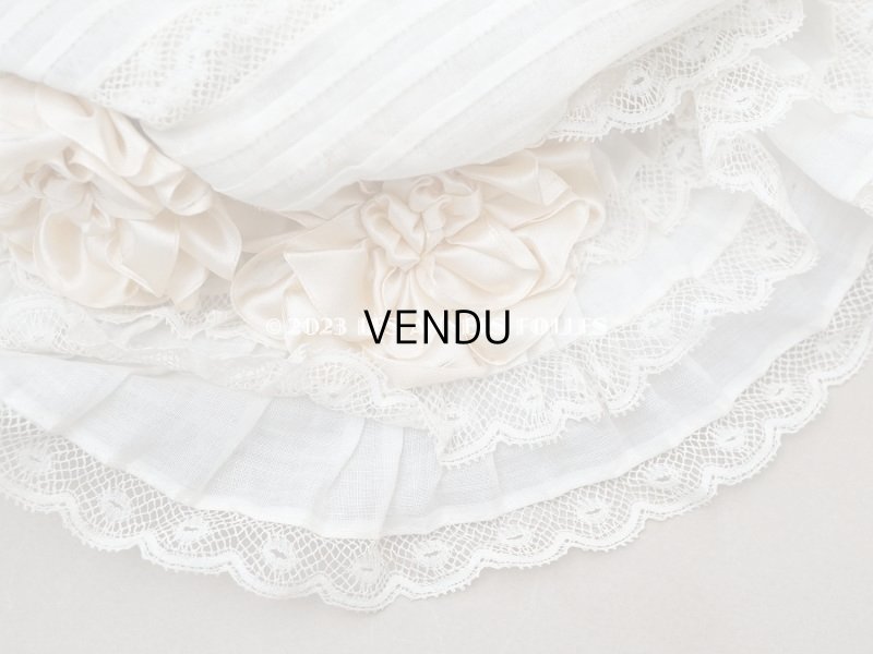 画像12: 1900年頃 アンティーク 小さな女の子用 帽子 ピーチピンクの薔薇のモチーフ&ヴァランシエンヌレース