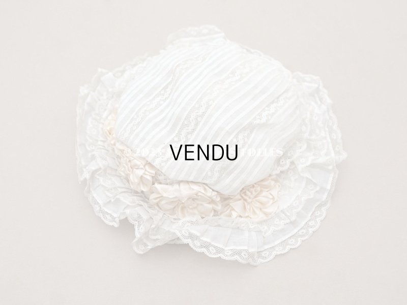 画像6: 1900年頃 アンティーク 小さな女の子用 帽子 ピーチピンクの薔薇のモチーフ&ヴァランシエンヌレース