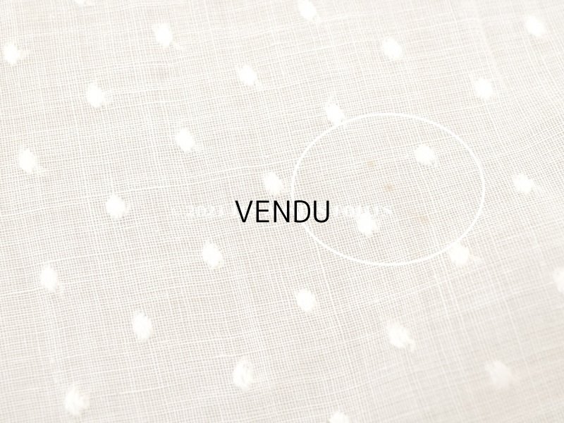 画像3: アンティーク  ドットの刺繍入り ベージュのコットン生地 70×105cm　&　38×58cm