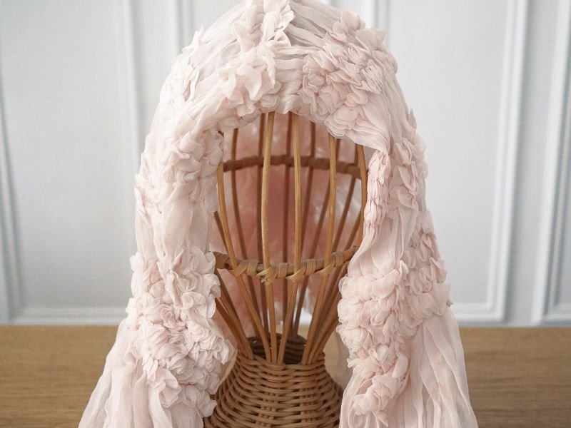 画像8: アンティーク 婚約式 ＆ 結婚式のヘッドドレス シルクオーガンジーのフリル