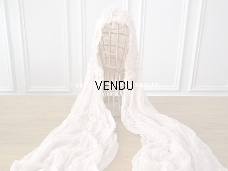 画像7: アンティーク 婚約式 ＆ 結婚式のヘッドドレス シルクオーガンジーのフリル