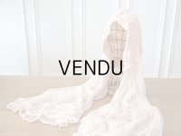 アンティーク 婚約式 ＆ 結婚式のヘッドドレス シルクオーガンジーのフリル