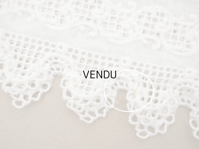 画像10: 【13周年セール対象外】アンティーク 幅広レース リボンが結ばれた花かごの刺繍入り 2.2m 幅33.5cm　ペチコートの裾